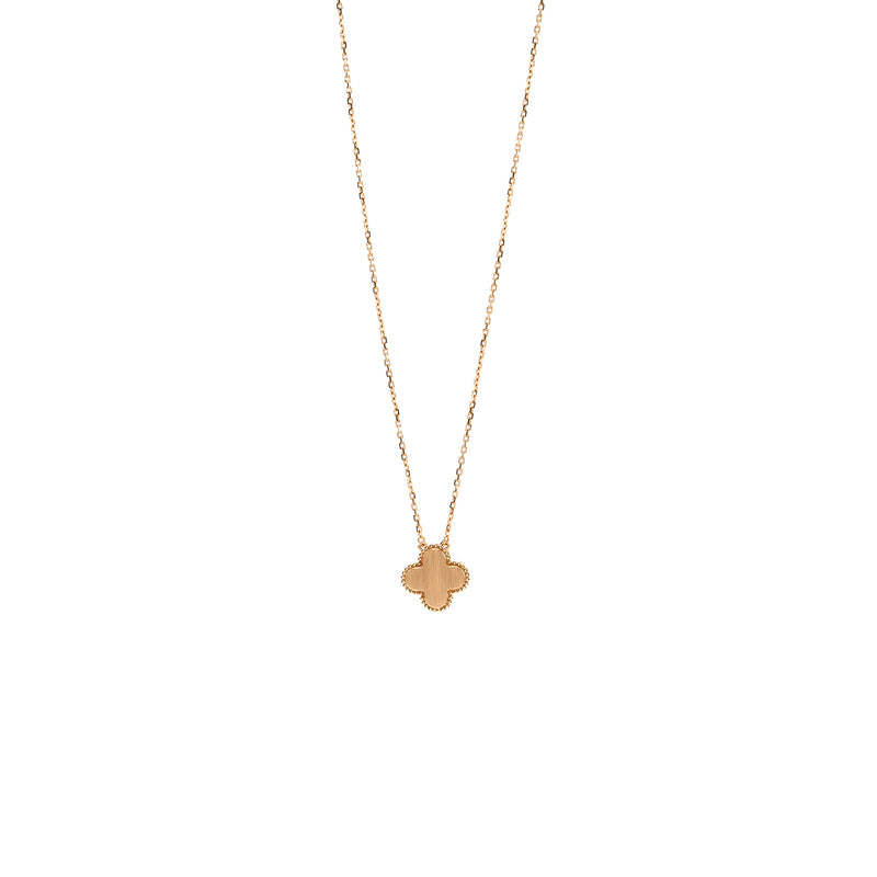 Van Cleef & Arpels 2023 Alhambra Holiday Limited Pendant Rose Gold/Silver Obsidian/Diamond