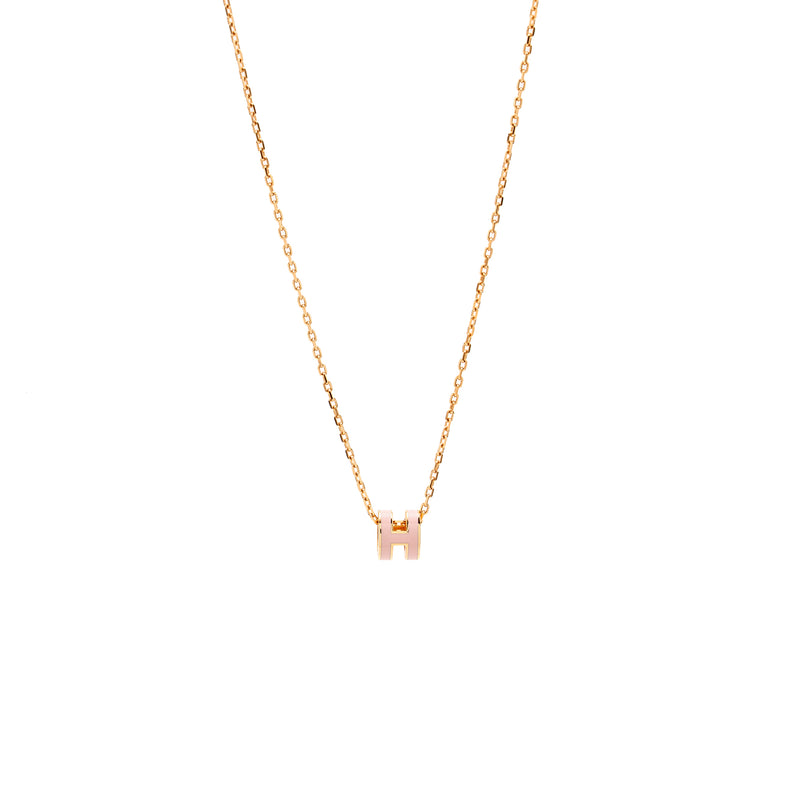Hermes Mini Pop H Pendant Rose Dragee RGHW