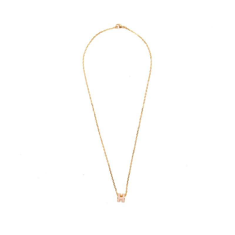 Hermes Mini Pop H Pendant Rose Dragee RGHW