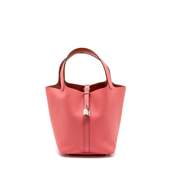 Hermes picotin 22 lock bag clemence rose azalee SHW stamp Y
