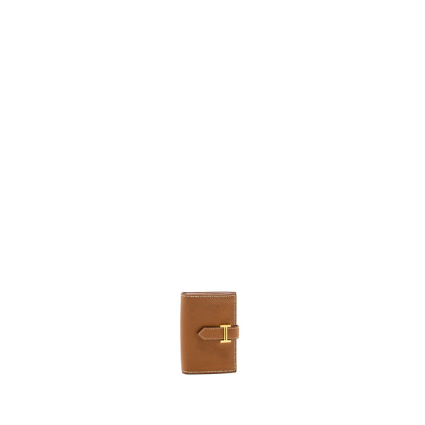 Hermes Mini Wallet Epsom Gold GHW Stamp Y