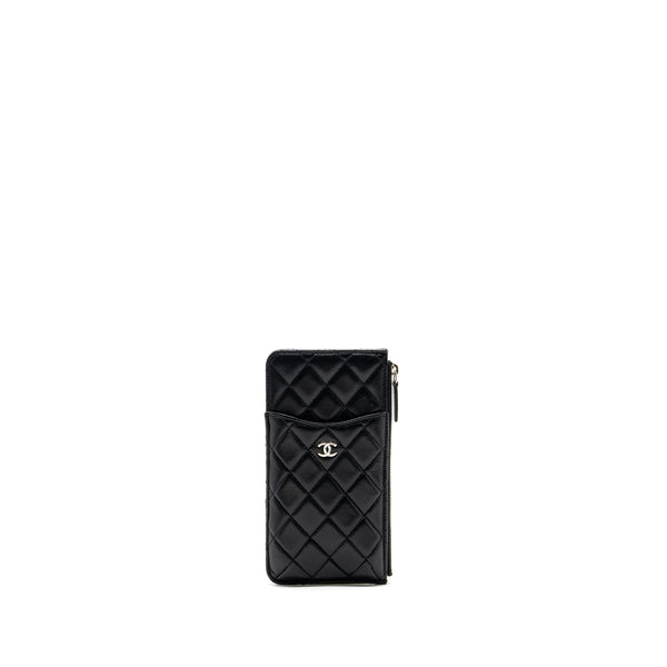 Chanel phone zip pouch lambskin Black SHW