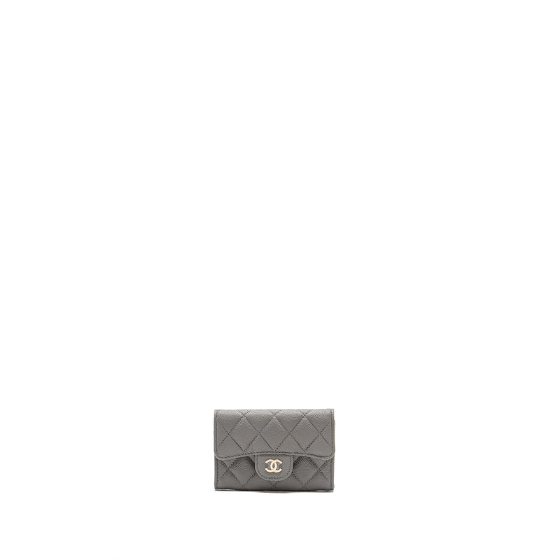 Chanel classic flap card holder caviar grey LGHW (microchip)