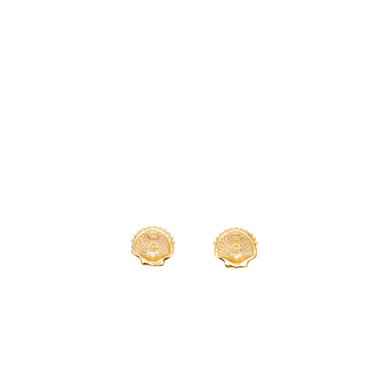Chanel CC logo Shell Earrings Multicolour Crystal Gold Tone