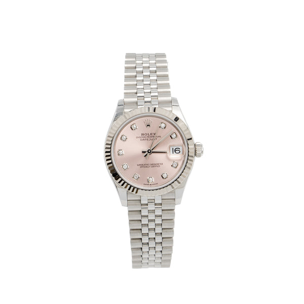 Rolex Datejust 31MM Oystersteel/ White Gold Pink Dial with Diamonds, Jubilee Bracelet M:278274-0032