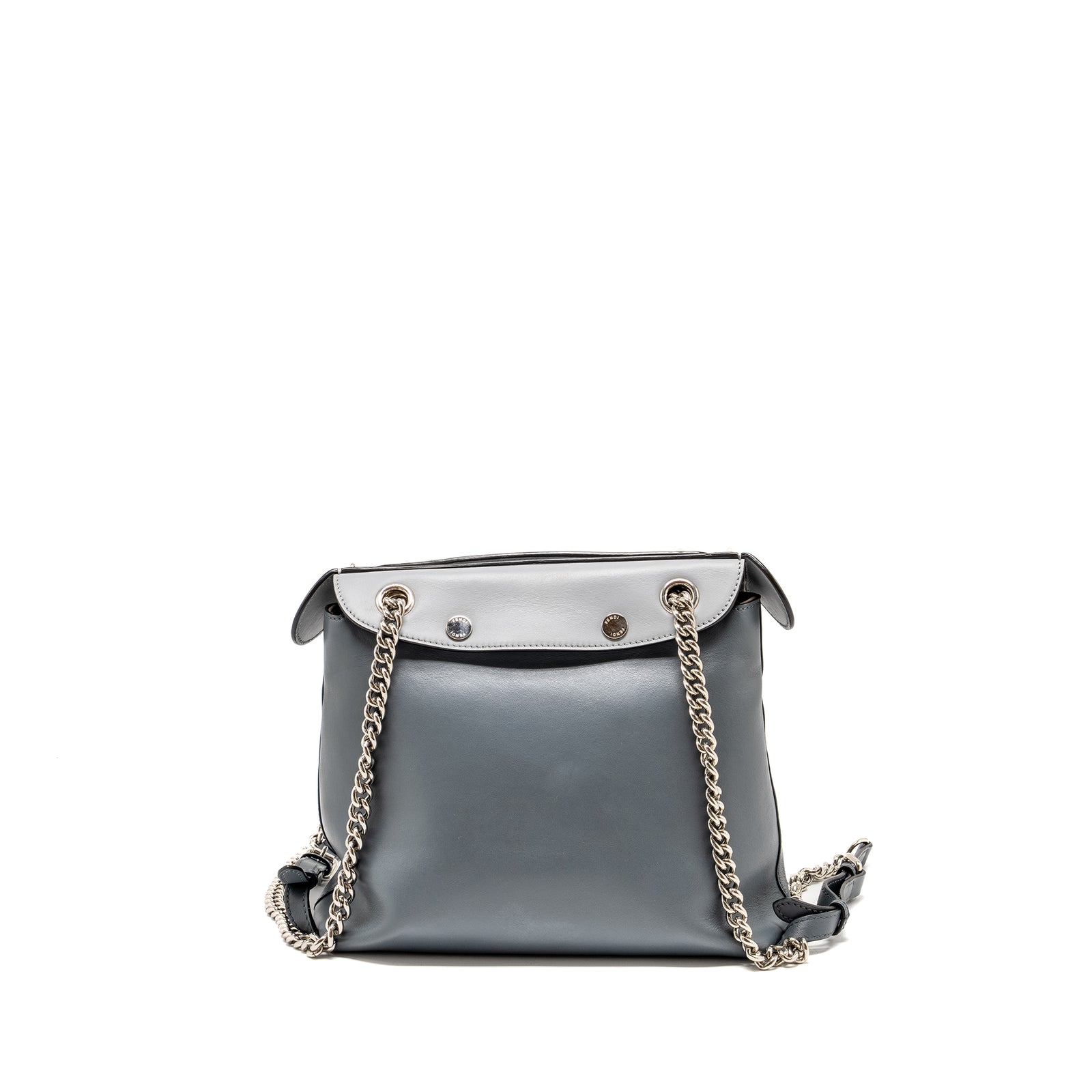 Fendi Flowerland 2 Way Shoulder Bag/Backpack Calfskin Grey Multicolour