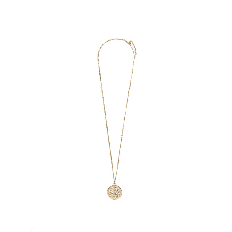 Chanel giant round cc logo necklace light gold tone
