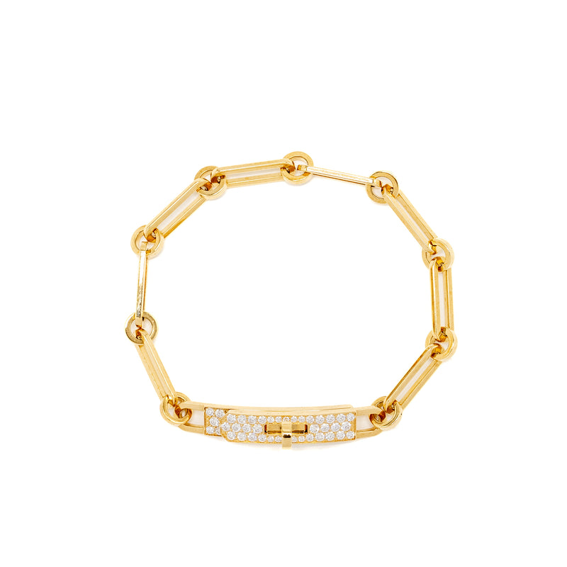 Hermes Size SH Kelly Chaine Bracelet, Small Model Yellow Gold/Diamonds