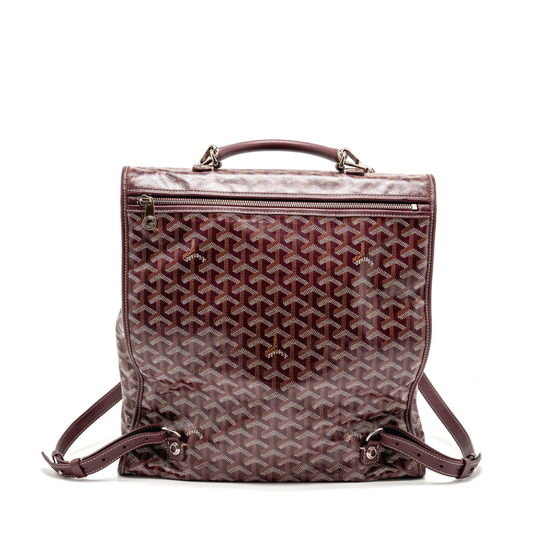Goyard Saint Leger Backpack Goyardine Canvas Burgundy SHW