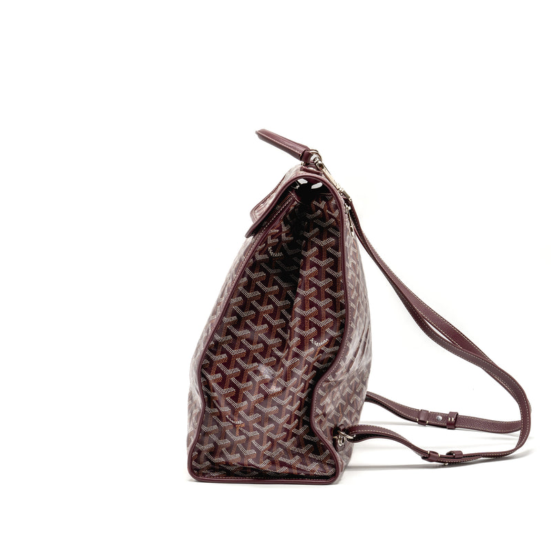 Goyard Saint Leger Backpack Goyardine Canvas Burgundy SHW