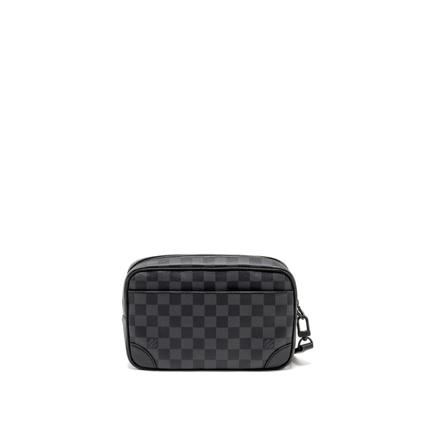 Louis Vuitton Pochette Kasai Clutch Bag Damier Graphite Canvas So Black