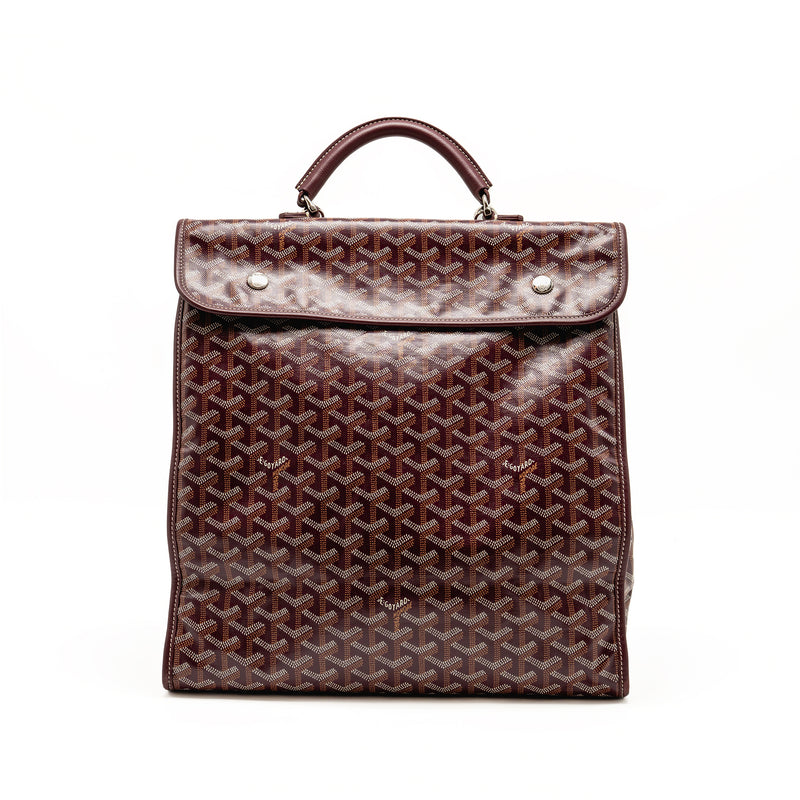 Goyard Saint Leger Backpack Goyardine Canvas Burgundy SHW