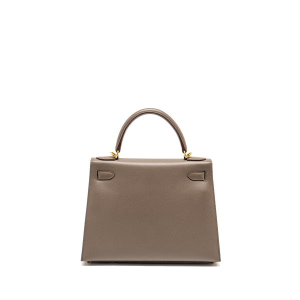 Hermes Kelly 28 epsom Gris Etain GHW stamp D