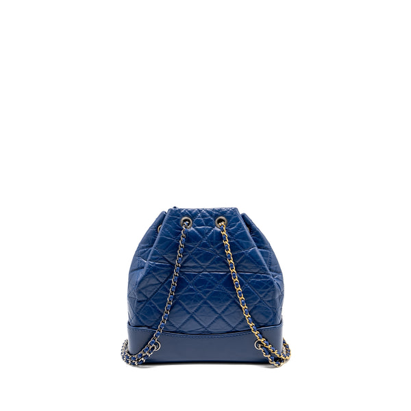 Chanel Gabrielle Backpack Aged Calfskin BLUE Multicolour Hardware