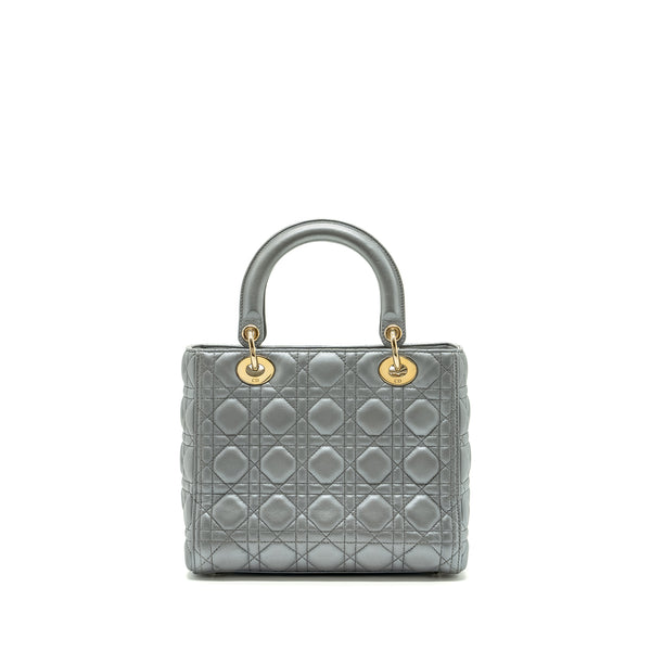 Dior Medium Lady Dior Lambskin Silver LGHW