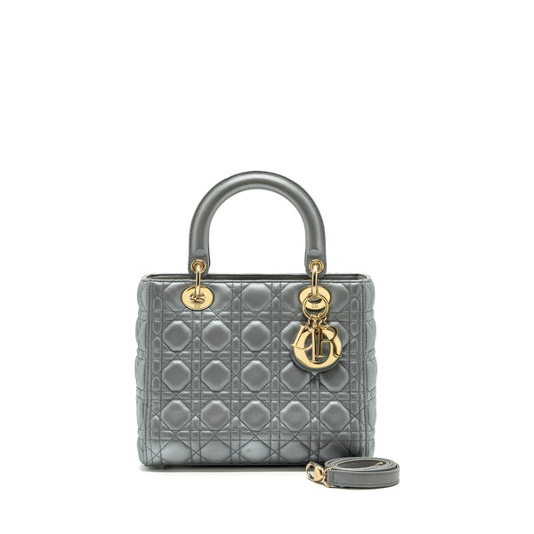 Dior Medium Lady Dior Lambskin Silver LGHW