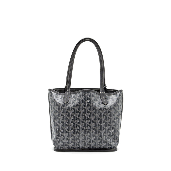 Goyard Mini Anjou Tote Bag Goyardine Canvas Grey SHW