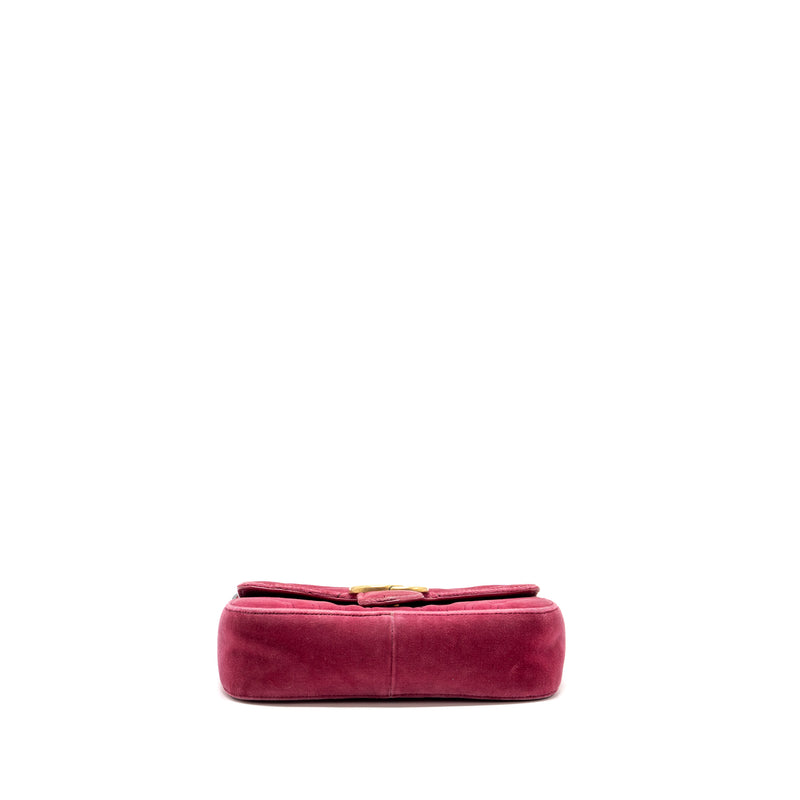 Gucci Mini GG Marmont Shoulder Bag Velvet Pink GHW