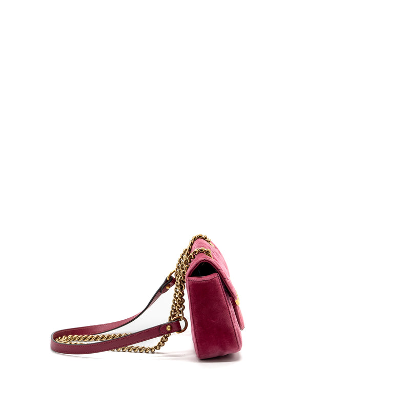Gucci Mini GG Marmont Shoulder Bag Velvet Pink GHW