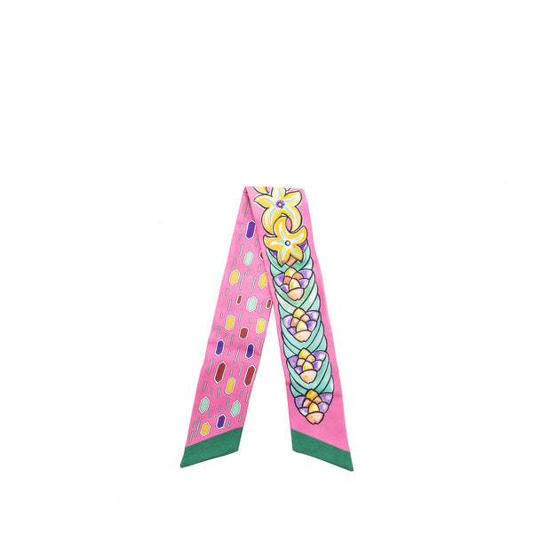 Bvlgari Tie Me B Fly Silk Twilly Pink/Multicolour