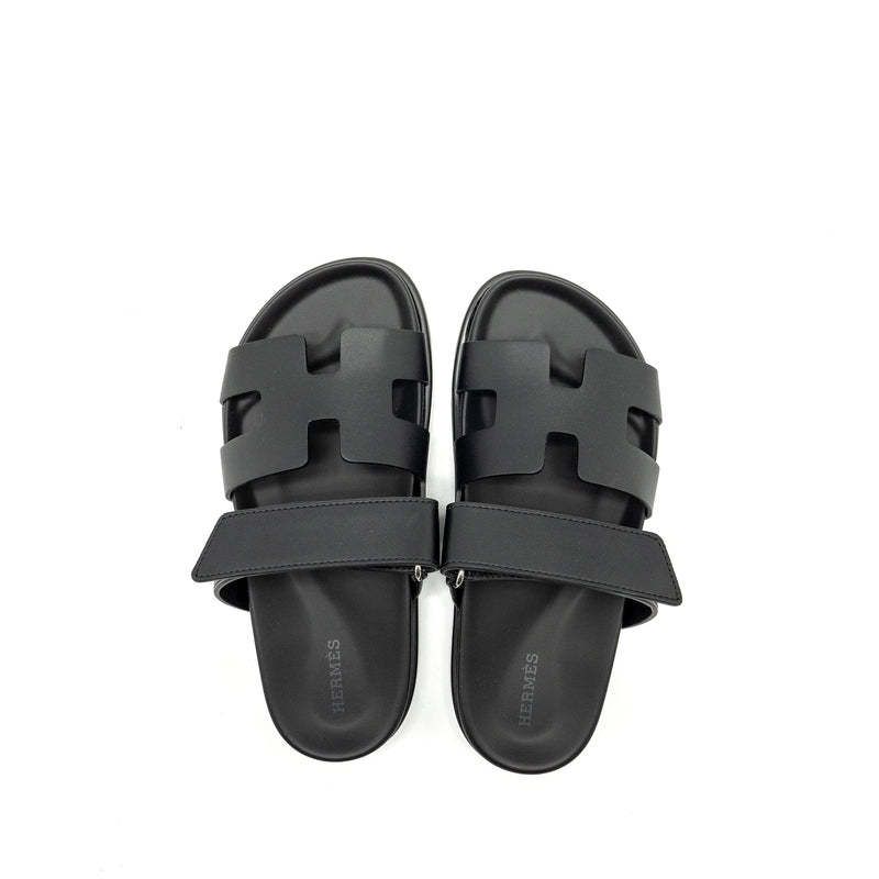 Hermes Size 36.5 Chypre Sandals Leather Black