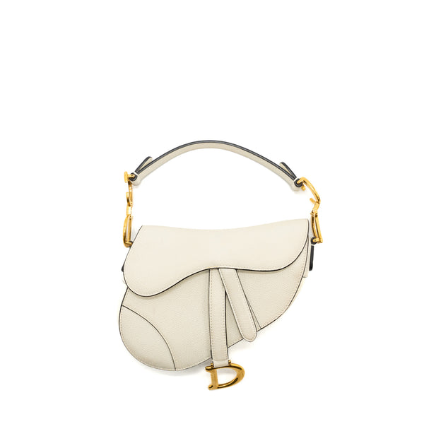 Dior Mini Saddle Bag Calfskin White Brushed GHW
