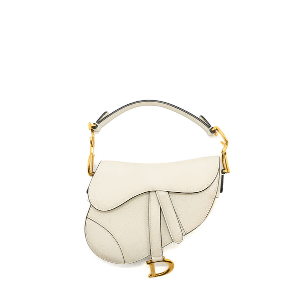 Dior Mini Saddle Bag Calfskin White Brushed Ghw