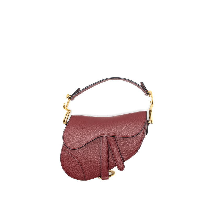 Dior Mini Saddle Bag Grained Calfskin Red GHW