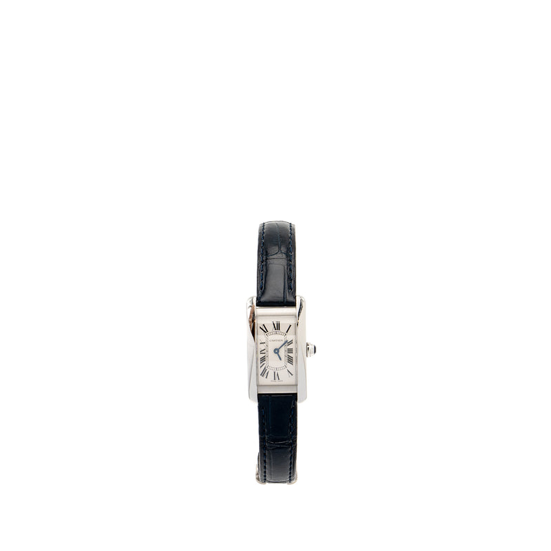 Cartier Tank Americaine Watch Small Model Steel Case with Alligator Strap Model:WSTA0016