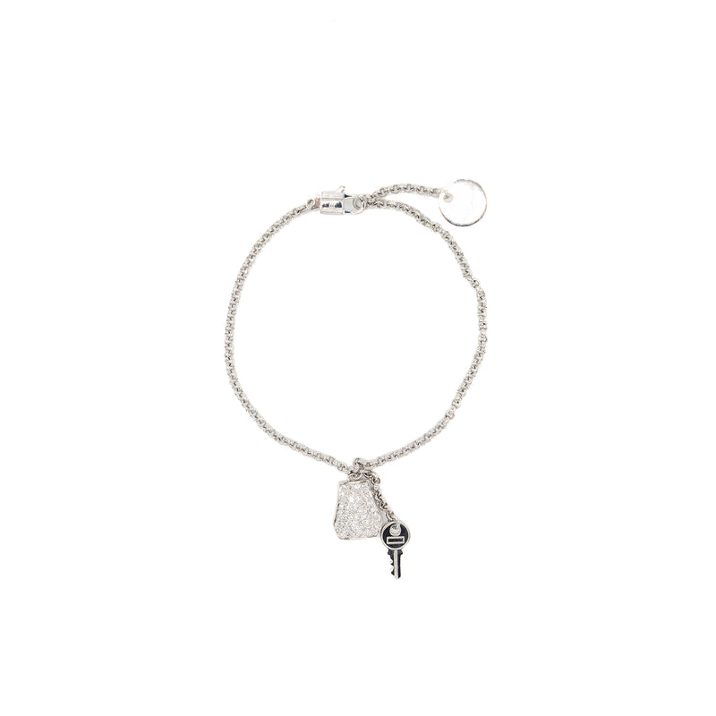 Hermes Size SH Kelly Clochette Bracelet White Gold / Diamonds