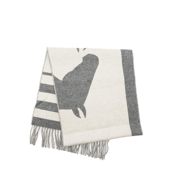 HERMES CASAQUE LOVE STORY MUFFLER CASHMERE GRIS CLAIR / IVOIRE