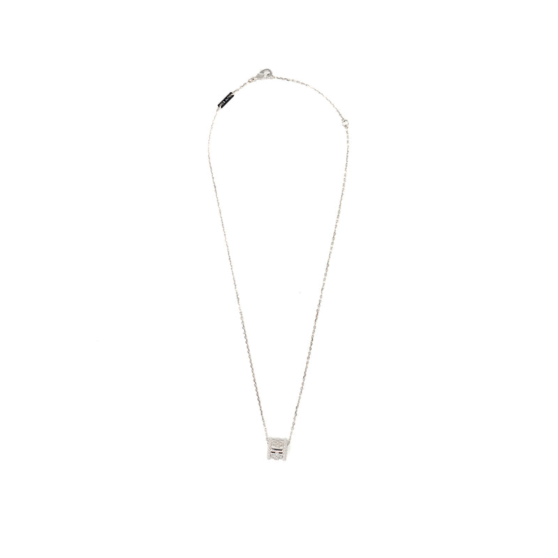 Van Cleef & Arpels Angle Filed Trace Chain With Perlee Clovers Pendant White Gold, Diamonds (Sell In a Set)
