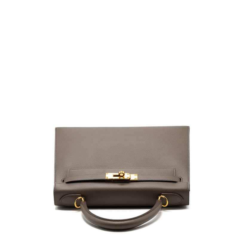 Hermes kelly28 sellier epsom gris etain GHW stamp D
