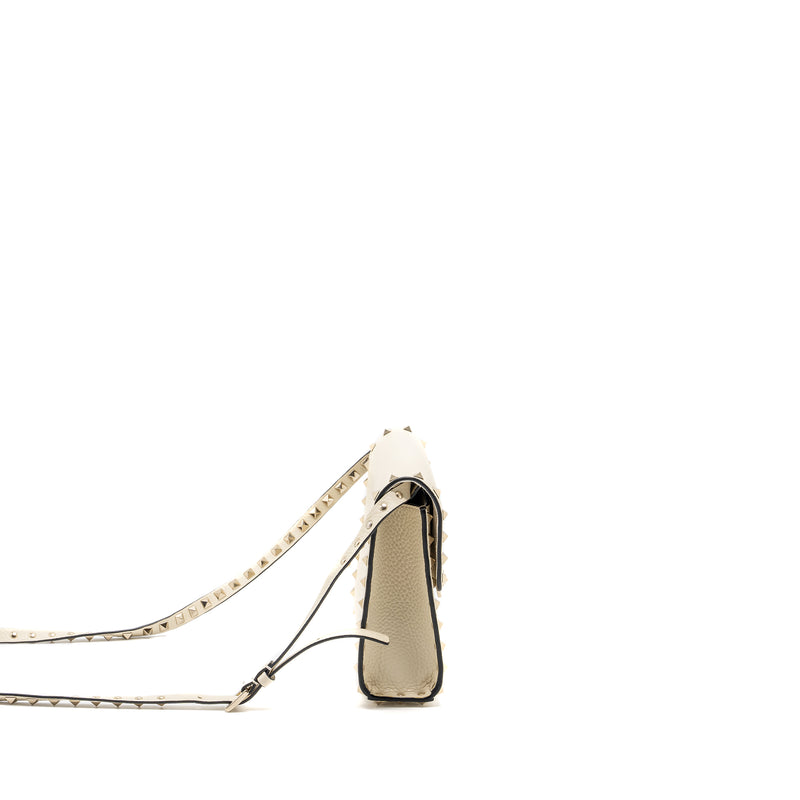 Valentino Small Rockstud Crossbody Bag Grained Calfskin Light Ivory LGHW