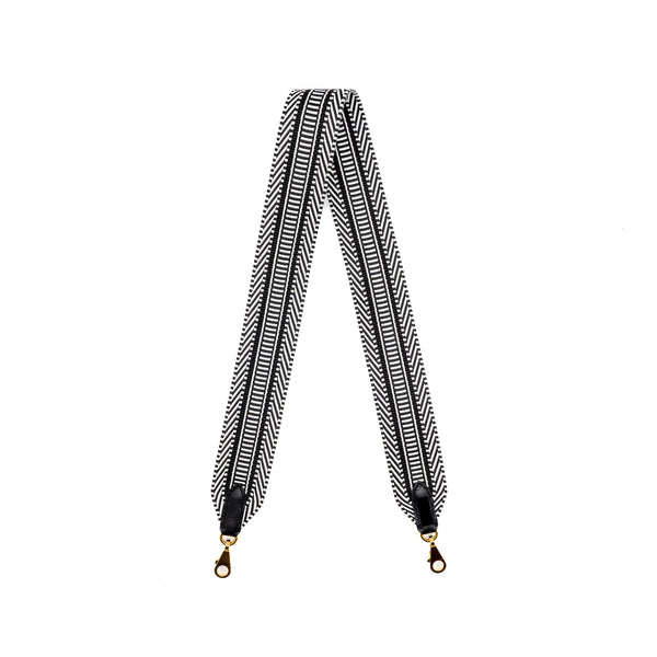 Hermes 90cm Bandouliere Shoulder Strap 50mm Width Canvas/Swift Black/White GHW Stamp W