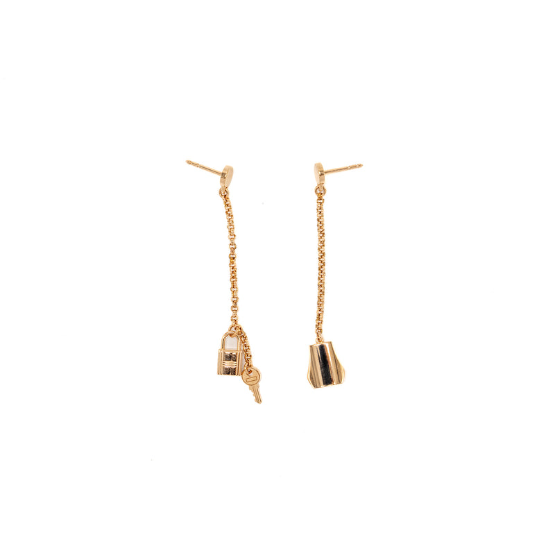 HERMES Kelly Clochette Earrings Rose Gold