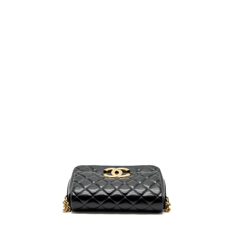 Chanel Giant CC Logo Flap bag Lambskin Black GHW(microchip)