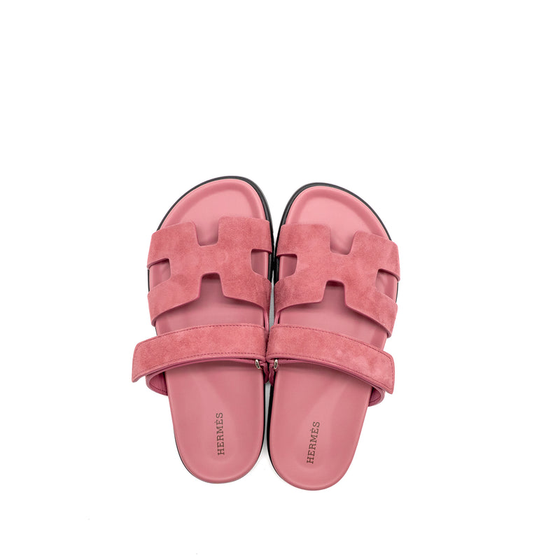 Hermes Size 38.5 Chypre Sandals Chevre Velours Rose Aphrodite