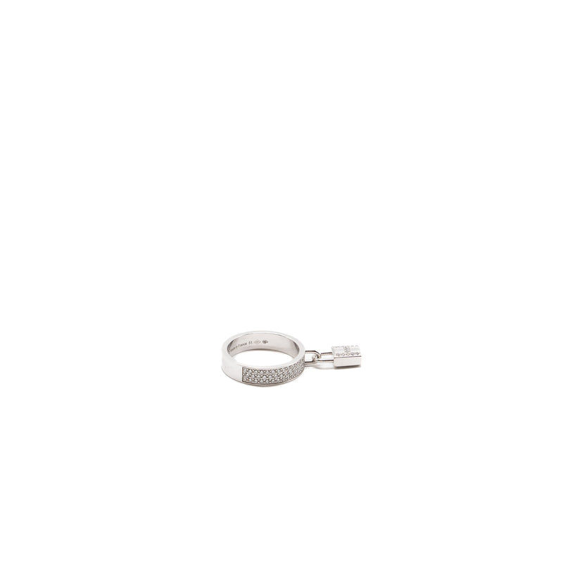 Hermes Size 51 Kelly Clochette Ring, Medium Model White Gold, Diamonds