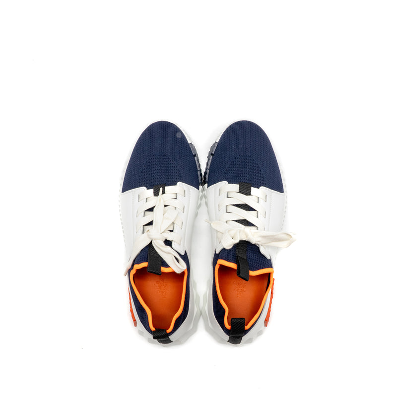Hermes size 40.5 Men’s Bouncing sneaker white/ navy/ orange