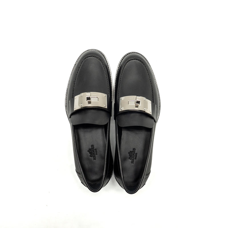 Hermes Size 39 Mocassins Hot Loafer Calfskin Black SHW