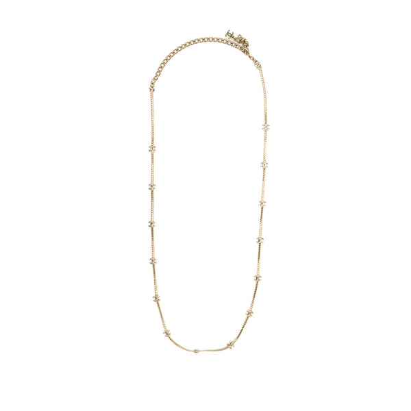 Chanel CC logo 14 motif necklace light gold tone