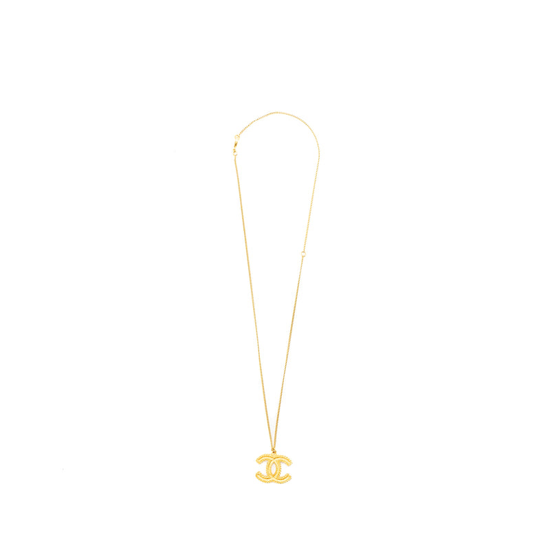 Chanel CC Logo Long Necklace Gold Tone
