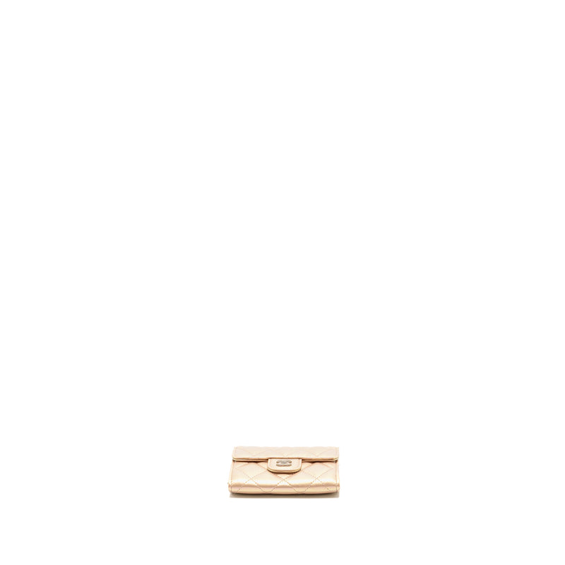 Chanel Quilted small classic flap wallet / card holder calfskin iridescent pink SHW