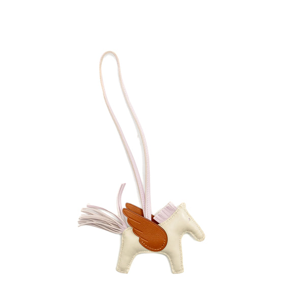 HERMES Rodeo Pegase PM Bag Charm Craie/Mauve Pale/Gold Stamp U