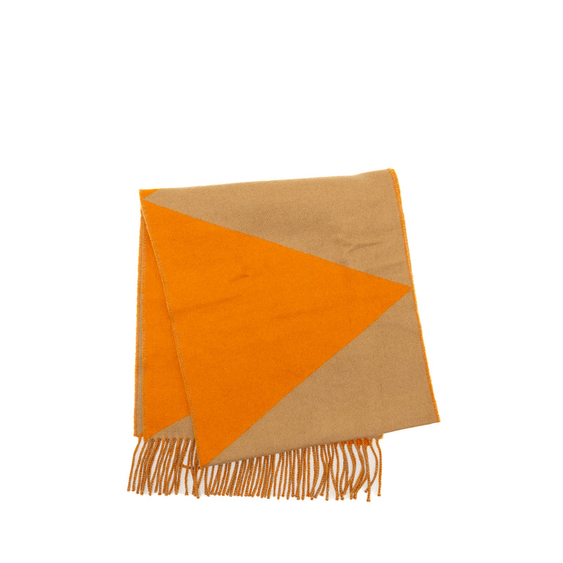 HERMES 30*140CM CASHMERE SCARF ORANGE/CAMEL