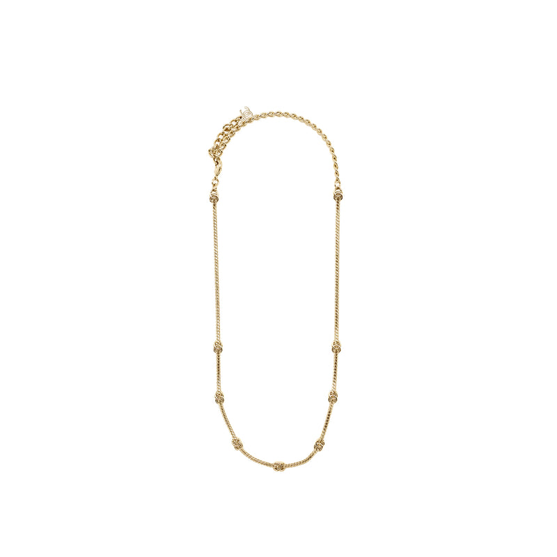 Chanel CC Logo Necklace Light Gold Tone