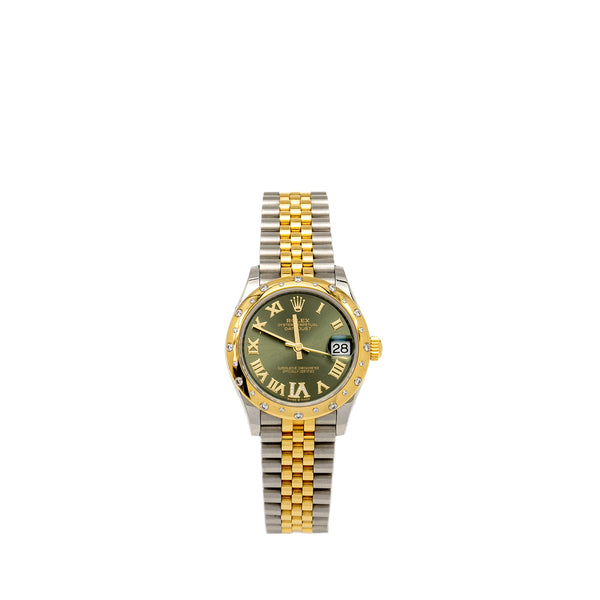 Rolex Datejust 31mm Oystersteel/Yellow Gold/Diamonds Olive Green Dial with Jubilee Bracelet Model: M278343RBR-0016