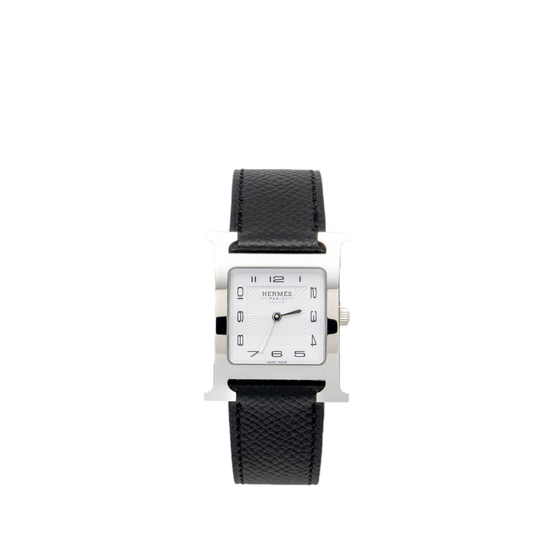 Hermes Heure H Watch Small Model 25MM, Black Epsom Strap