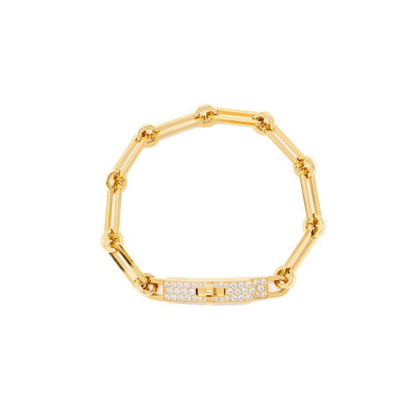 Hermes size SH Kelly Chaine Bracelet, small model yellow gold, diamonds